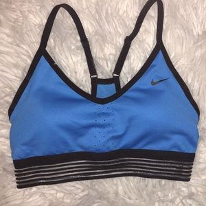 NIKE Pro Indy mesh-trimmed Sports Bra COBALT BLUE